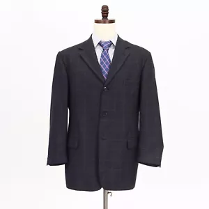 Perry Ellis 44R Navy Sport Coat Blazer Jacket Check 3B Wool - Picture 1 of 11