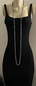 Natural 9mm Blue Spot Jasper Round Gemstone Knotted Beads Necklace 60” - Picture 1 of 8