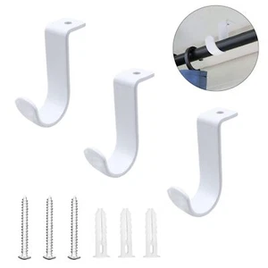Ceiling Curtain Rod Brackets 3 Pack Metal Curtain Rod Holders with ScrewsCeil... - Picture 1 of 7