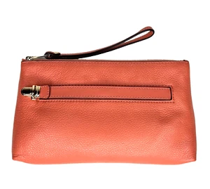 :MICHAEL KORS Salmon Colored Leather Clutch Wristlet w/Belted Clasp Detail EC - Picture 1 of 10