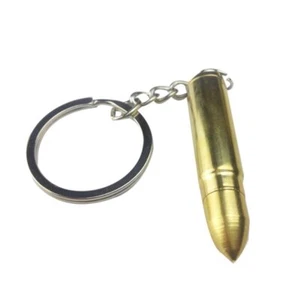 Bullet brass spoon Army military motor cycle biker keyring base metal KEY RING - Picture 1 of 8