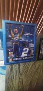 Vintage Miller Lite KURT BUSCH RACING #2 Mirrored Bar Beer Sign rare pub framed - Picture 1 of 3