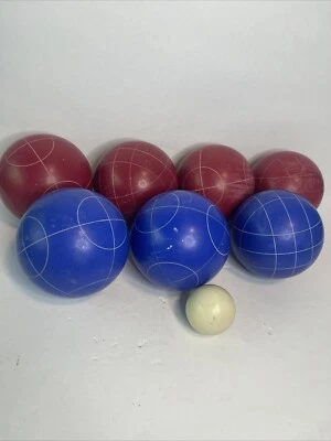 Vintage Sportcraft Bocce Ball Set Red & Blue (missing 1 Blue) - Image 1 of 4