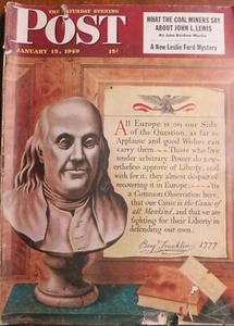 1949 Saturday Evening Post January 15 - Benjamin Franklin Cover - Picture 1 of 3