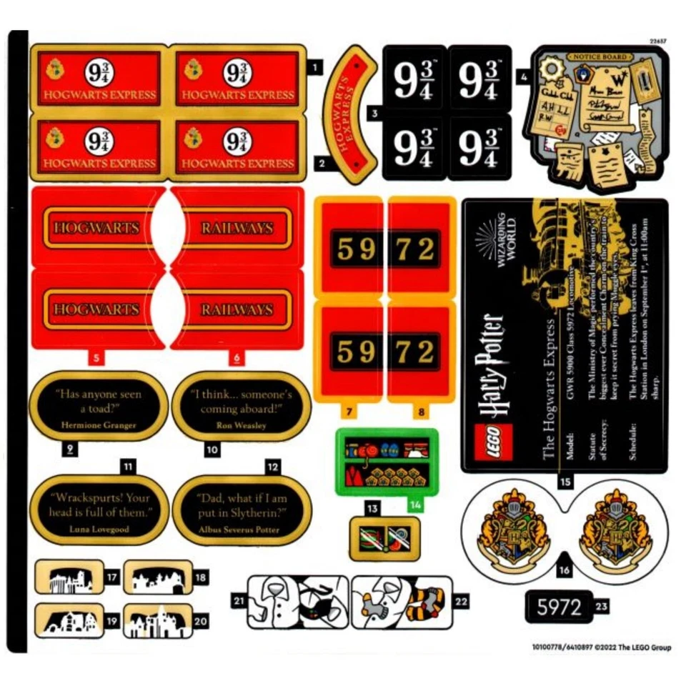 全新乐高贴纸 适用于哈利波特霍格沃茨 Express 套装 76405 — 第 1/1 张图片