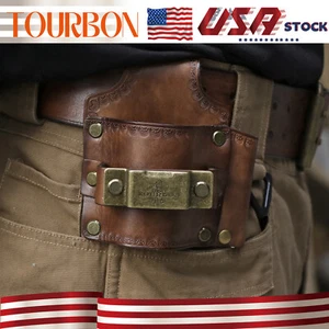 Leather 3-in-1 Tools Belt Pouch Hammer Holster Tape Measure Holder Case-TOURBON - Picture 1 of 24