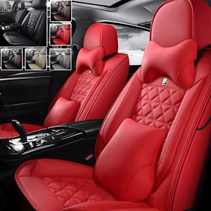 Universal PU Leather Car Seat Covers 5 Seat Full Set Front Rear Cushion Cover - Picture 1 of 18