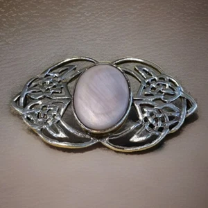 Spilla Design Nodo Celtico Argento Vintage con Pietra Lucidata, 10 Grammi - Foto 1 di 3