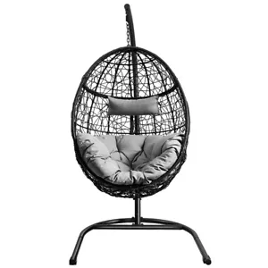 Hammock Chair with Stand Hanging Cushioned Swing Egg Chair for Indoor Outdoor - Picture 1 of 12