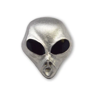 Alien Head with Silver and Black Enamel Finish Tie Tack or Jacket/Hat Pin P-24B - Image 1 of 4