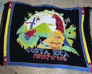 Costa Rica Rain Forest Art Scarf Wrap Beach Coverup Frog Tropical Jungle Leopard - Picture 1 of 6