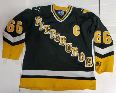 Mario Lemieux  Pittsburgh Penguins Starter Away Jersey sz L 1990s Please Read Cover