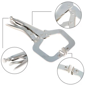 10 pc 11" Swivel Pad Locking C-Clamp Locking Pliers Entrained Rotary Gasket US - Picture 1 of 9