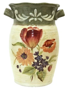 Vintage Pamela Gladding Certified International Floral Wide Vase w/Handles 10" - Picture 1 of 9
