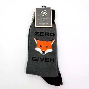 SockSmith Zero Fox Given Mens One Size Gray Cotton Funny Graphic Crew Socks - Picture 1 of 4