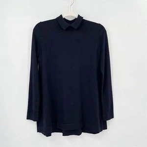 COS Women's Peter Pan Collar Knit Swing Sweater Size XS Black Long Sleeve Wool - Picture 1 of 8