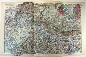 Nordindien - Original deutschsprachige Karte von Meyers von 1928. Vintage - Bild 1 von 3