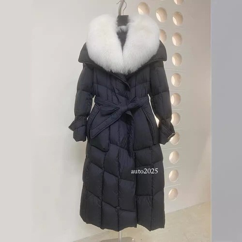 OFF WHITE Piumino donna vera pelliccia di volpe collo vita dimagrante cinching down giacca spessa