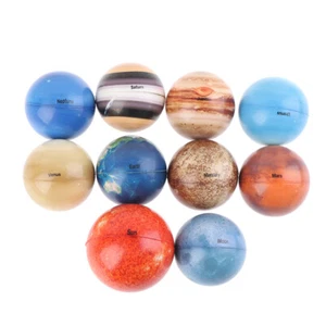 9Pcs 6.3cm Eight Planets Sun Earth Moon Star Ball Rubber Bouncy anti-stress - Picture 1 of 13