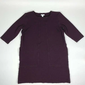 J Jill Ponte M Petite 3/4 Sleeve Herringbone Burgundy Knit Shift Dress w/Pockets - Picture 1 of 7