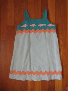 Lilly Pulitzer girls linen SUN DRESS SHIRT Size 6 blue pink orange fish tank top - Picture 1 of 3