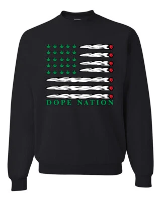 Sudadera Dope Nation Flag Weed Mary Jane Smoking Weed Unisex Cuello Redondo Foto 1 de 2