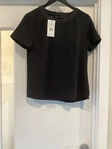 NNT Ladies Satin Back Crepe S/S Shell Top Black Size 10 Style CATU2N - Picture 1 of 1