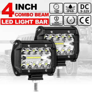 2X 4"INCH 200W LED Light Bar Spot Flood Beam Off-Road Driving Fog Lamp 12V - Picture 1 of 15