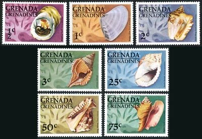 Grenada Gren 137-143,144 sheet, MNH. Michel 132-138, 139 Bl.15. Sea Shells 1976. - Image 1 of 2