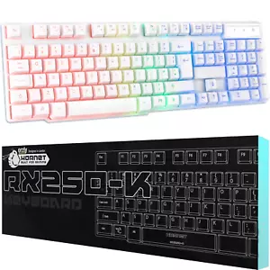 Gaming Keyboard for PS5, PS4, Xbox , PC Gaming LED RGB Backlit - White - Picture 1 of 7