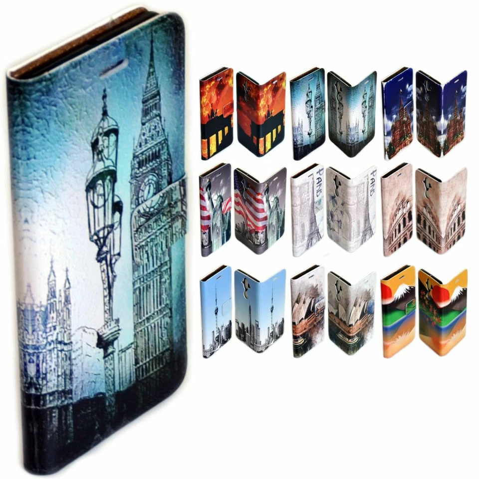 For Samsung Galaxy Note Series - City Landmark Print Wallet Mobile Phone Cover - image 1 of 1