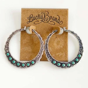 New 42mm Lucky Brand Resin Hoop Earrings Gift Vintage Lady Party Holiday Jewelry - Picture 1 of 3
