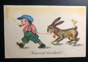 1938 Jäneda Estonia Picture Postcard cover to Aegviidu Happy easter Rabbit - Picture 1 of 2