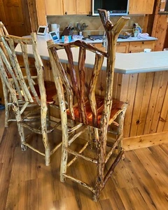 Rustic Cedar Bar or Counter Log Chair Handmade Custom Cabin Home Furniture - Picture 1 of 4