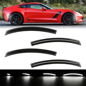 Luces de señalización laterales LED dinámicas F&R blancas 4 piezas para Chevy Corvette C7 2014-2019 - Imagen 1 de 12