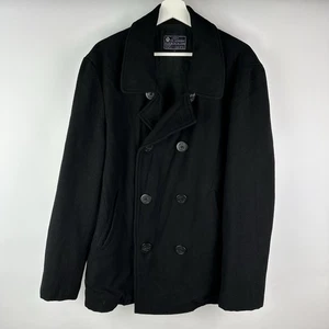 J. CREW Men’s Black Wool Peacoat Quilted Lined Large - Picture 1 of 5