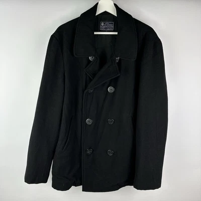 J. CREW Men’s Black Wool Peacoat Quilted Lined Large - Image 1 of 4