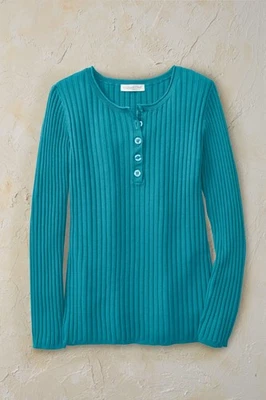 Suéter Henley acanalado Coldwater Creek para mujer 10 colores, todas las tallas. Foto 1 de 2