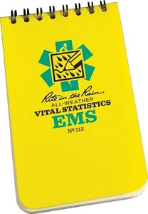 Cuaderno Rite In The Rain Vital EMS Stats 3X5 Amarillo Polydura Cubierta Encuadernado en Espiral - Imagen 1 de 3