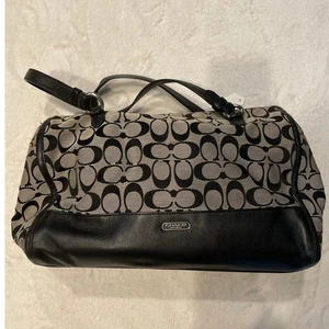 Bolso de Hombro COACH Vintage Y2K Doble Cremallera Firma Logo Lona Negra  - Imagen 1 de 9
