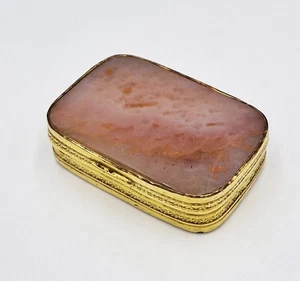 EDLE SCHNUPFTABAKDOSE AUS VERGOLDETEM KUPFER & ACHAT aus dem 19. Jahrhundert - Bild 1 von 5