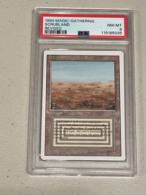 1994 MTG Revised PERFECTLY CENTERED Scrubland Dual Land PSA 8 NM-Mt RARE - Image 1 of 2