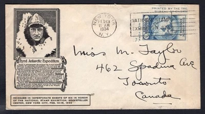 USA 1934 Byrd Antarctic Expedition Cover to Canada, Stamp Expo Slogan - Image 1 of 2