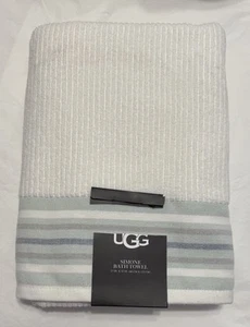 UGG Simone Bath Towel 27”x52” / 68cm x 132cm 100% Cotton OEKO-TEX Aqua Navy Gray - Picture 1 of 5