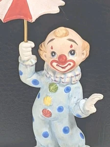 Lefton Clown Figurine Blue Suit White Shoes Detachable Umbrella 5" Taiwan 1950s  - Picture 1 of 7