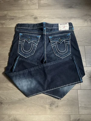 True Religion Billy Relaxed Bootcut Super T Mens Blue Stitching Jeans Size 44x33 - Image 1 of 4