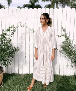 Zara Summer Cotton Blend Oversized Kaftan Dress Midi Size M Medium 10 12 - Picture 1 of 3