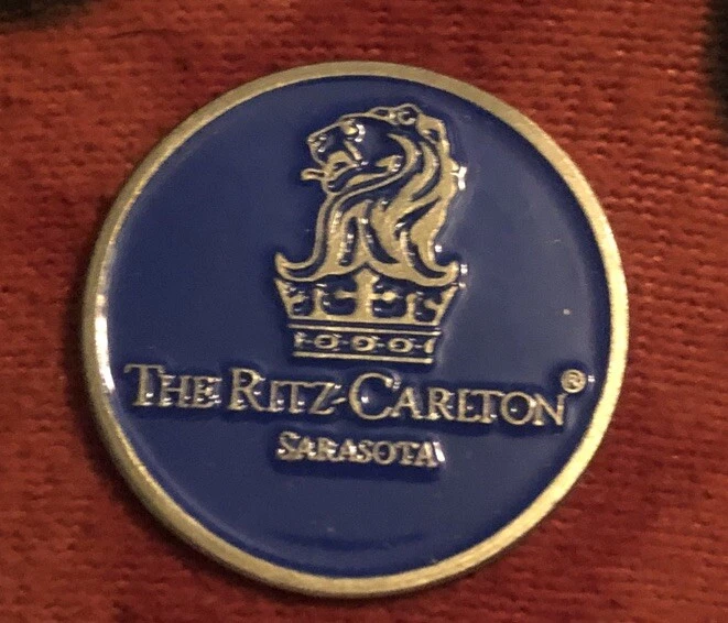 The Ritz Carlton, Sarasota , Blue Golf Ball Marker… 1 inch metal.