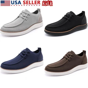Mens Loafers Lace-Up Canvas Lightweight Breathable Casual Boat Shoes US - Picture 1 of 56
