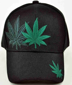 NEW! MARIJUANA WEED LEAF CANNABIS POT BALL CAP HAT BLACK - Picture 1 of 4